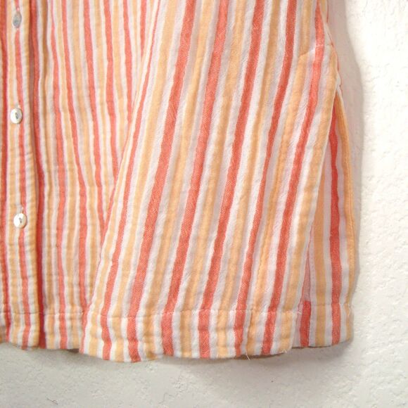 Soft Surroundings Womens Orange Striped Escambia Gauze Tunic Shirt - Picture 9 of 10